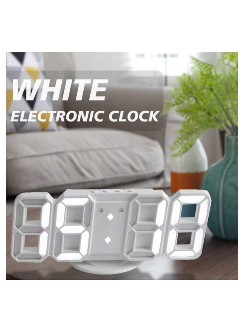 3D Digital Alarm Clock, Small Wall Clock with Dimmable Time Memory, White, 24 x 1.7 x 9.4 cm  - Image 4