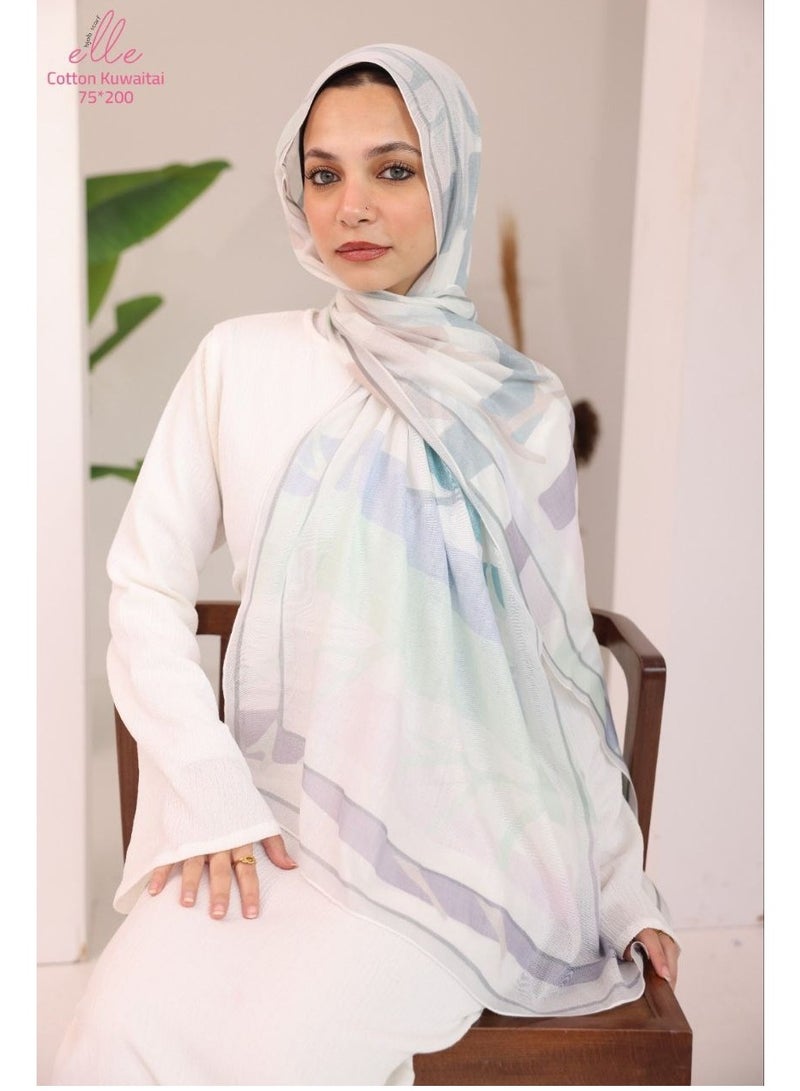 ELLE Luxury Veil Cotton Islamic Hijab for Women for Occasions and Regular Days - Size (200cm x 75cm) - Image 1