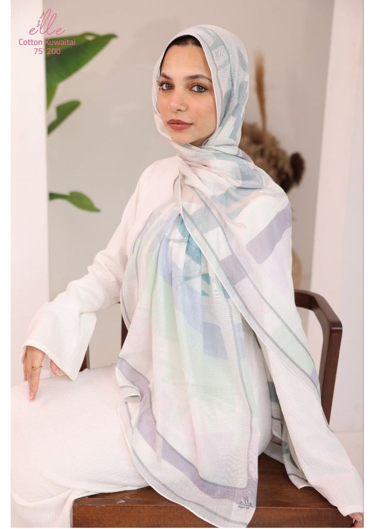 ELLE Luxury Veil Cotton Islamic Hijab for Women for Occasions and Regular Days - Size (200cm x 75cm) - Image 2