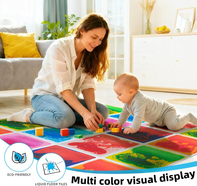 Art3d بلاط زينة أرضي سائل حسي، 11.8"x11.8" مربع، ملون، 6 بلاطات - Image 4
