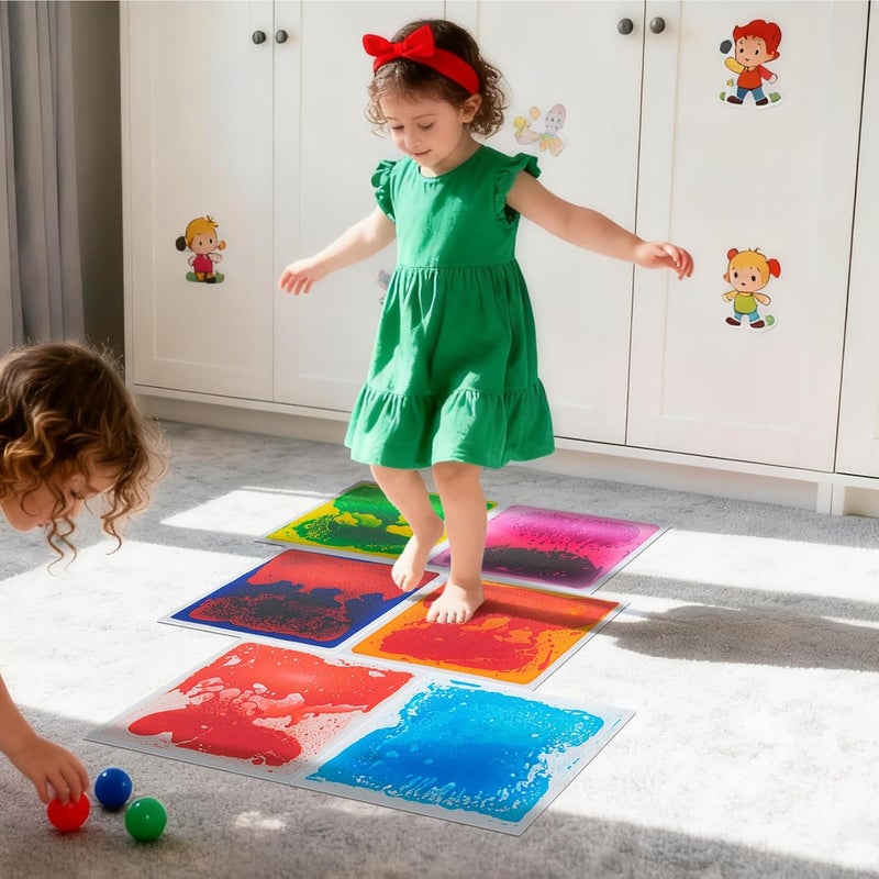 Art3d بلاط زينة أرضي سائل حسي، 11.8"x11.8" مربع، ملون، 6 بلاطات - Image 2