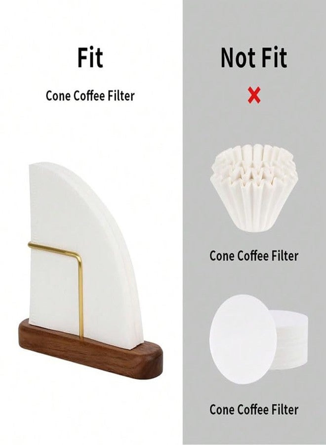 shoxil Coffee Filter Holder – Elegant Filters Storage, Size 01 and 02 Cone Coffee Filter Organizer, Walnut & Brass Design - Image 4