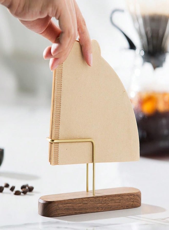 shoxil Coffee Filter Holder – Elegant Filters Storage, Size 01 and 02 Cone Coffee Filter Organizer, Walnut & Brass Design - Image 5