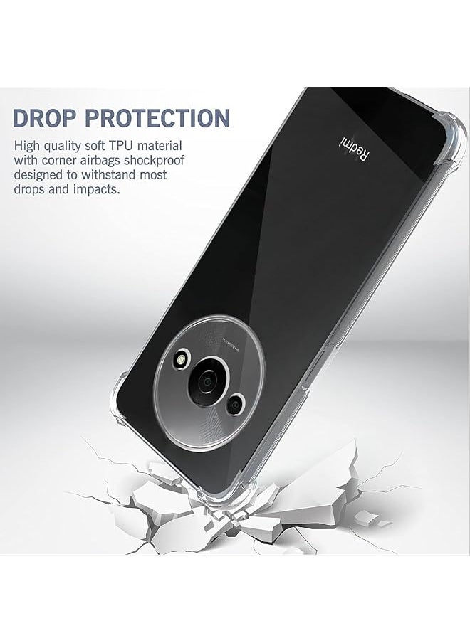 erorex - 1+2Pcs Compatible For Xiaomi Redmi A3 Xiaomi Poco C61 Case And Screen Protector Plating Tpu Soft Tempered Glass Cover With 360 Degree Cover Anti Scratch Anti Collision Black - Image 1
