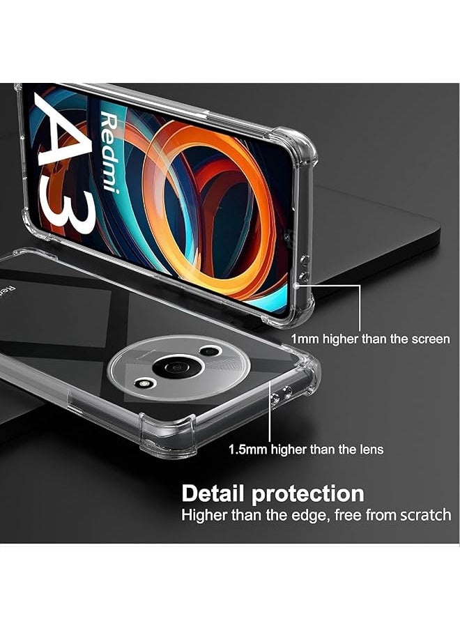 erorex - 1+2Pcs Compatible For Xiaomi Redmi A3 Xiaomi Poco C61 Case And Screen Protector Plating Tpu Soft Tempered Glass Cover With 360 Degree Cover Anti Scratch Anti Collision Black - Image 1