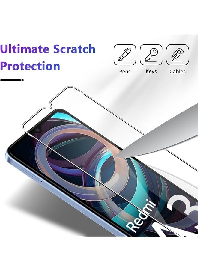 erorex - 1+2Pcs Compatible For Xiaomi Redmi A3 Xiaomi Poco C61 Case And Screen Protector Plating Tpu Soft Tempered Glass Cover With 360 Degree Cover Anti Scratch Anti Collision Black - Image 1