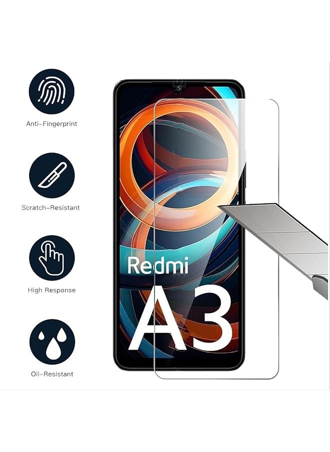 erorex - 1+2Pcs Compatible For Xiaomi Redmi A3 Xiaomi Poco C61 Case And Screen Protector Plating Tpu Soft Tempered Glass Cover With 360 Degree Cover Anti Scratch Anti Collision Black - Image 1