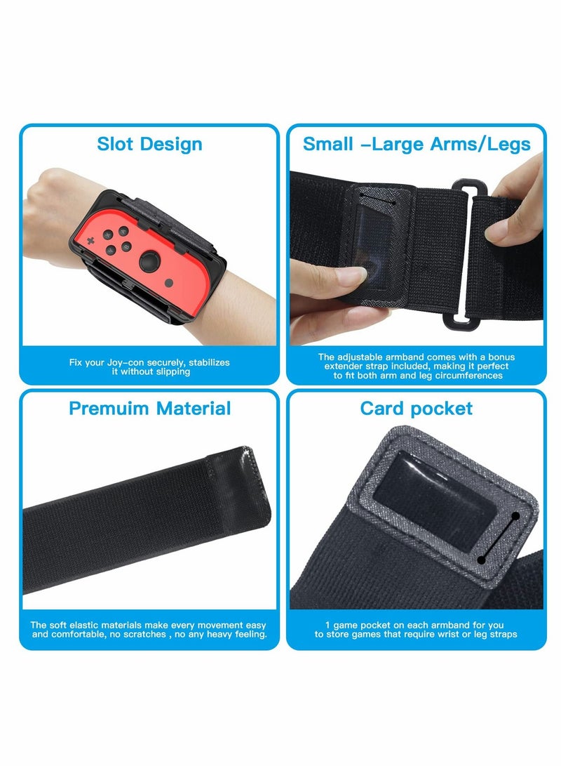 Y&D Wristband and Sports Leg Strap for Switch Just Dance 2022, 2 in 1 Joypad Fitness Ring Straps Suitable Nintendo OLED（2 Pack）  - Image 2