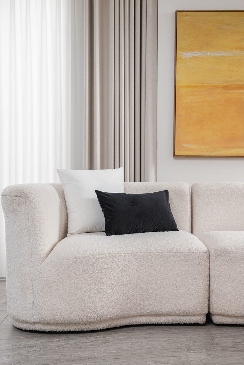 DEZENE Decorative Pillow Cases 22x22 Off-White: 2 Pack Cozy Soft Velvet Square Throw Pillow Covers for Farmhouse Home Decor - Image 4