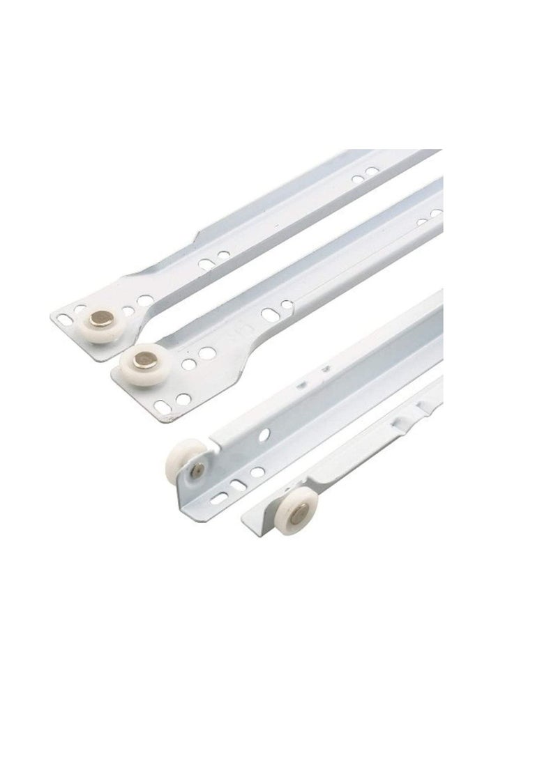 Cabinet Rails Drawer Track Slides For Computer Table Clothing Cabinets With Wheels White Color (20inch) - Image 2