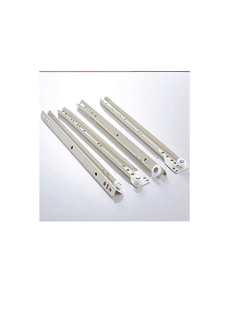 Cabinet Rails Drawer Track Slides For Computer Table Clothing Cabinets With Wheels White Color (20inch) - Image 1