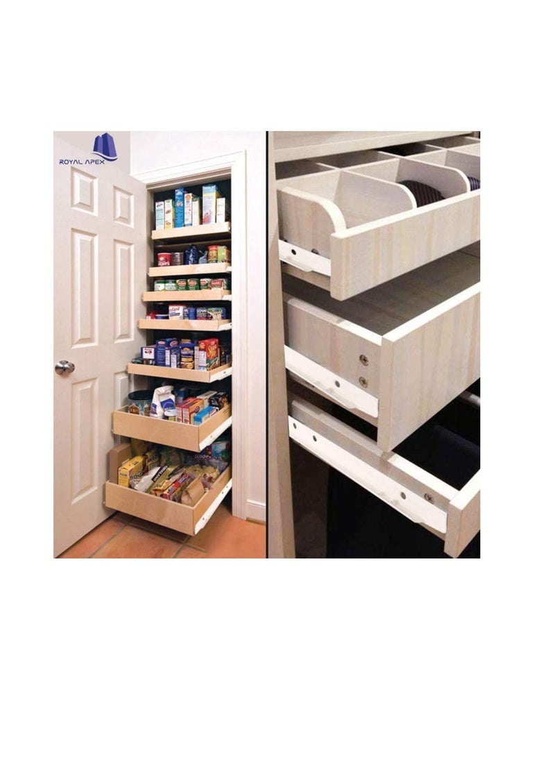 Cabinet Rails Drawer Track Slides For Computer Table Clothing Cabinets With Wheels White Color (20inch) - Image 3