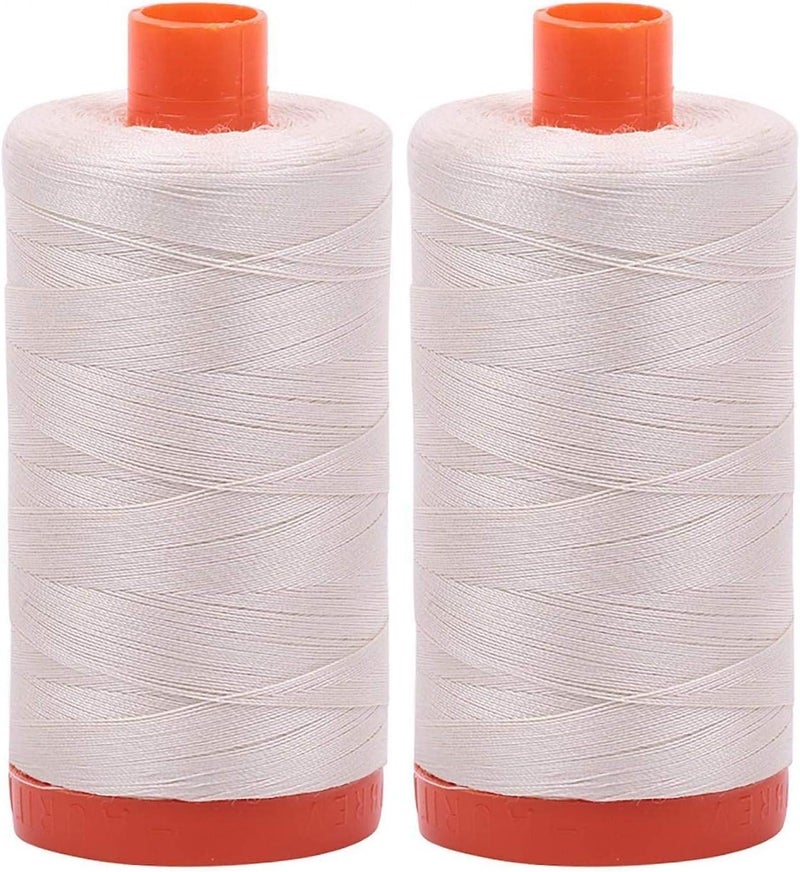 2-Pack - 50WT - Silver White (2309) Solid - Mako Cotton Thread - 1422 Yards Each