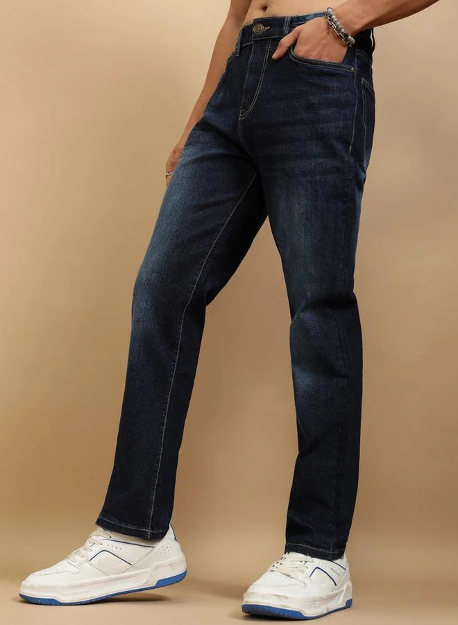 HIGHLANDER HIGHLANDER Mid-Rise Straight Fit Stretchy Faded Jeans