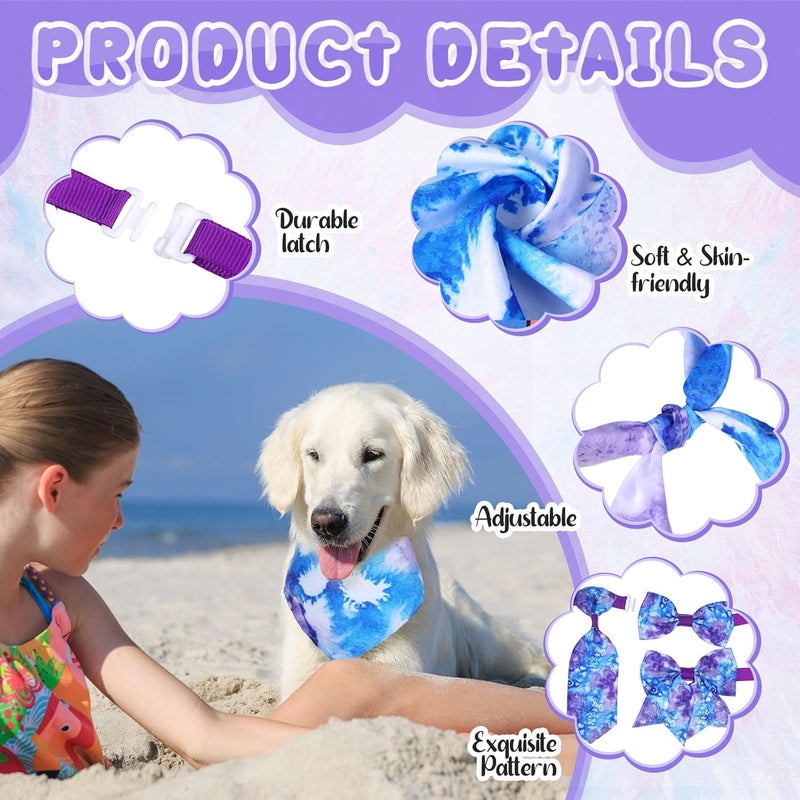 Reginary 120 Pcs Tie Dye Dog Bandanas Bulk Dog Bows Set Bow Ties Cat Scarf Colorful Washable Triangle Pet Kerchief Cute Bib for Summer Small Medium Large Pets Grooming Accessories Costume - Image 3