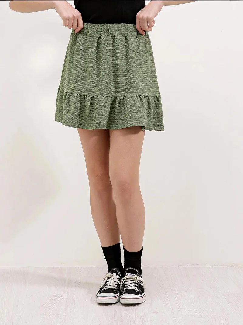 BIG DART BDART Textured Mini Knit Skirt with Ruffle Detail