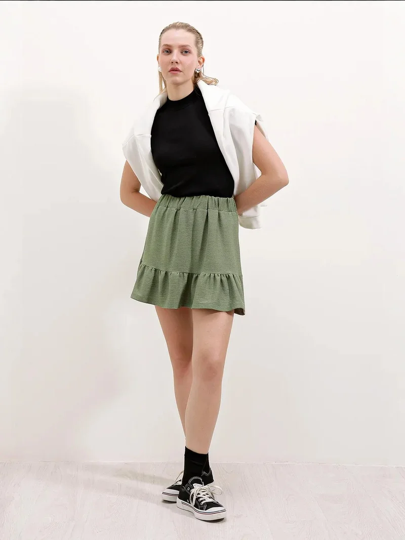 BIG DART BDART Textured Mini Knit Skirt with Ruffle Detail