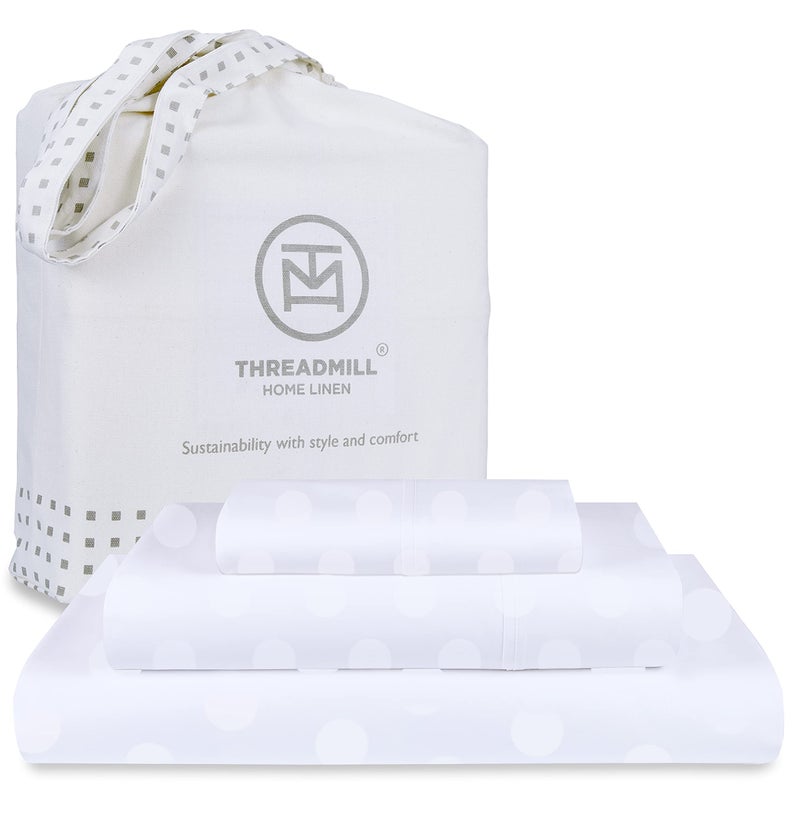 Threadmill Cotton Twin Sheet Set  100 Cotton Sheets for Twin Size Bed  Damask Jacquard Sateen Twin Bed Sheets Set with 16 Deep Pocket  Soft Breathable 3Piece Cooling Sheet Set  White