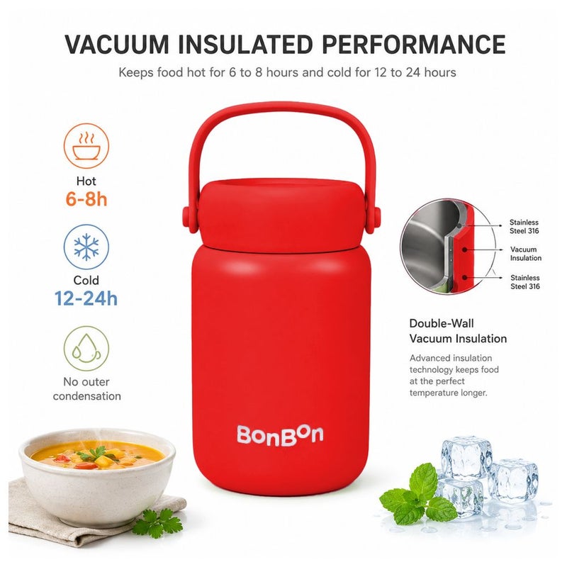 BonBon - Stainless Steel Food Jar - 300ml - Red - Image 3