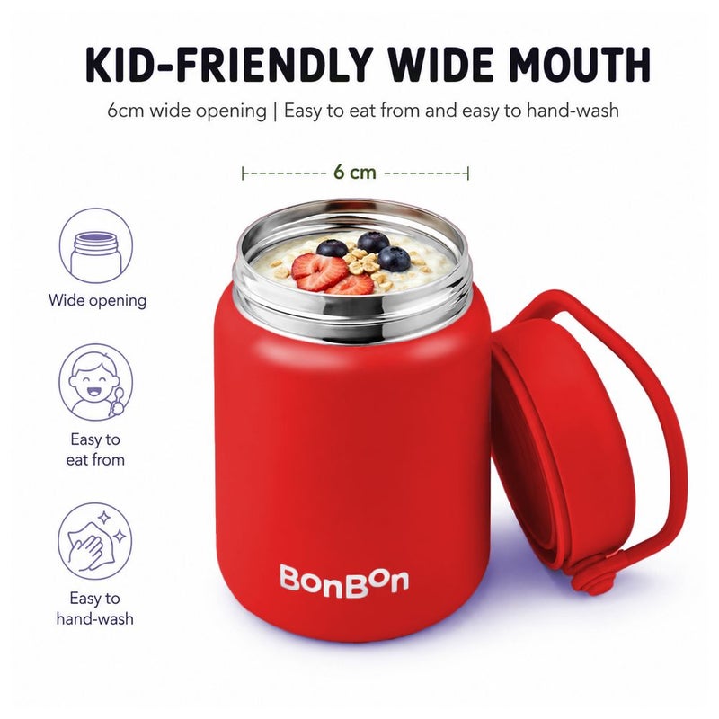 BonBon - Stainless Steel Food Jar - 300ml - Red - Image 2