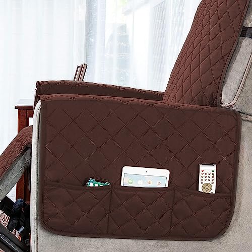 HOKIPO Polyester 100% Waterproof Quilted Recliner Cover For 1 Seater With Side Pockets,Dark Brown(Ar-4971-Dbr) - Image 5