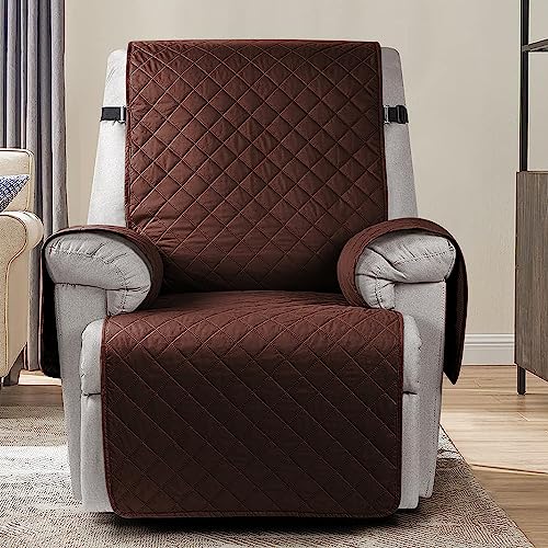 HOKIPO Polyester 100% Waterproof Quilted Recliner Cover For 1 Seater With Side Pockets,Dark Brown(Ar-4971-Dbr) - Image 2