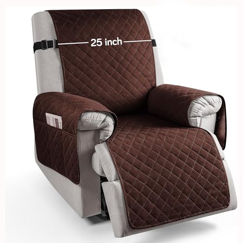 HOKIPO Polyester 100% Waterproof Quilted Recliner Cover For 1 Seater With Side Pockets,Dark Brown(Ar-4971-Dbr) - Image 3
