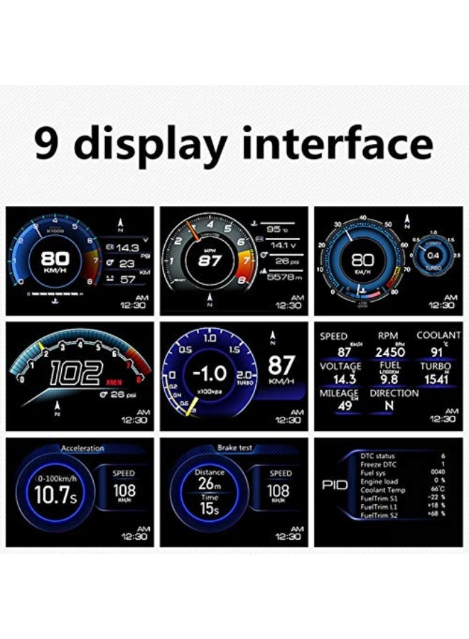 Generic Ametoys Car HUD Display, OBDⅡ+GPS Smart Gauge,High Definition Speedometer,Car Diagnostic Tool,OBD Fault Code Elimination,Safe Driving,Computer Overspeed Fault Alarm,for All Vehicles(Black)  - Image 3