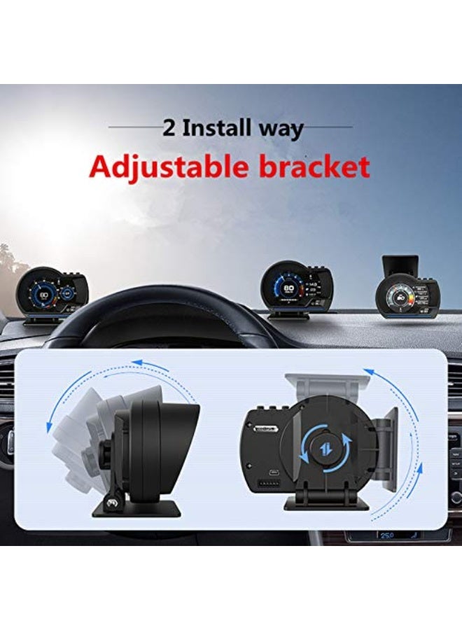 Generic Ametoys Car HUD Display, OBDⅡ+GPS Smart Gauge,High Definition Speedometer,Car Diagnostic Tool,OBD Fault Code Elimination,Safe Driving,Computer Overspeed Fault Alarm,for All Vehicles(Black)  - Image 2