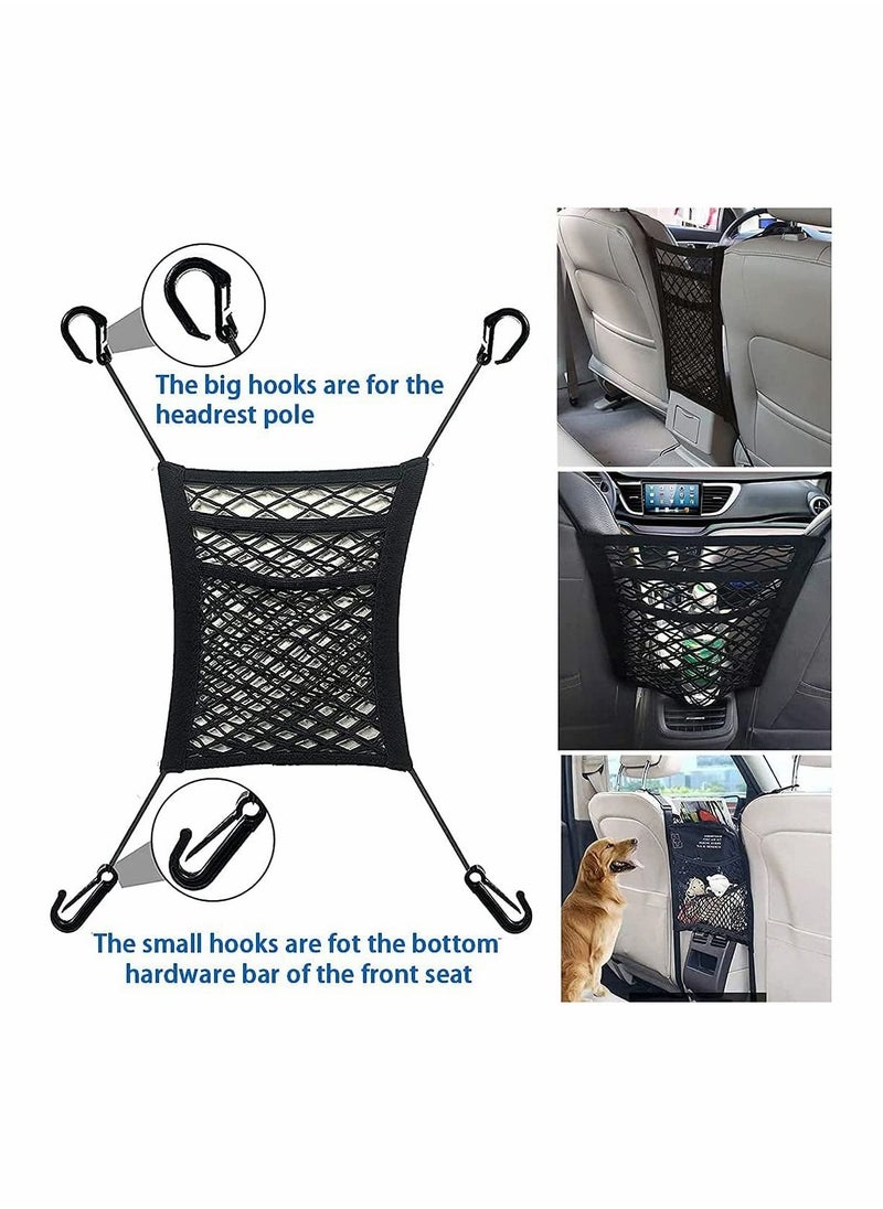 KASTWAVE - Car Mesh Organizer, 3-Layer Car Net Pocket Handbag Holder, Four-Side Elasticity Car Purse Net - Image 1