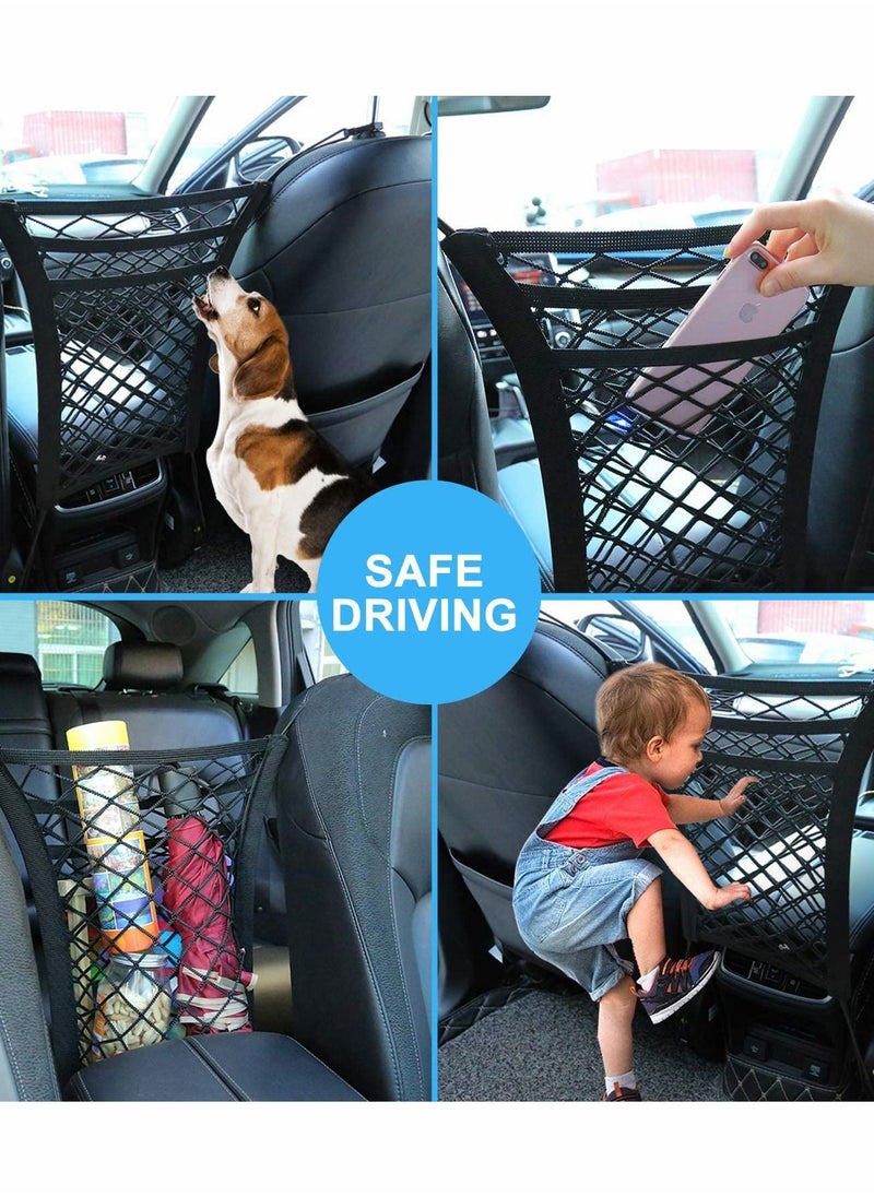 KASTWAVE - Car Mesh Organizer, 3-Layer Car Net Pocket Handbag Holder, Four-Side Elasticity Car Purse Net - Image 1