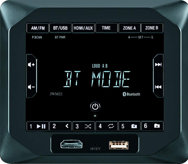 Jensen JWM22 2-Speaker Zones AM/FM|BT|HDMI|AUX Cube Wall Mount Stereo, Speaker Output 4X 6 Watt, 30 Station Presets (18FM/12AM), Receives Bluetooth Audio (A2DP) and Controls (AVRCP) from Devices - Image 4