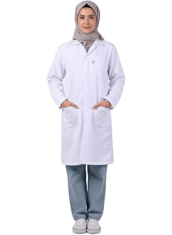 Premium Classic Women Lab Coat Tailored Fit Professional Workwear Long Sleeve Durable Design - Image 2