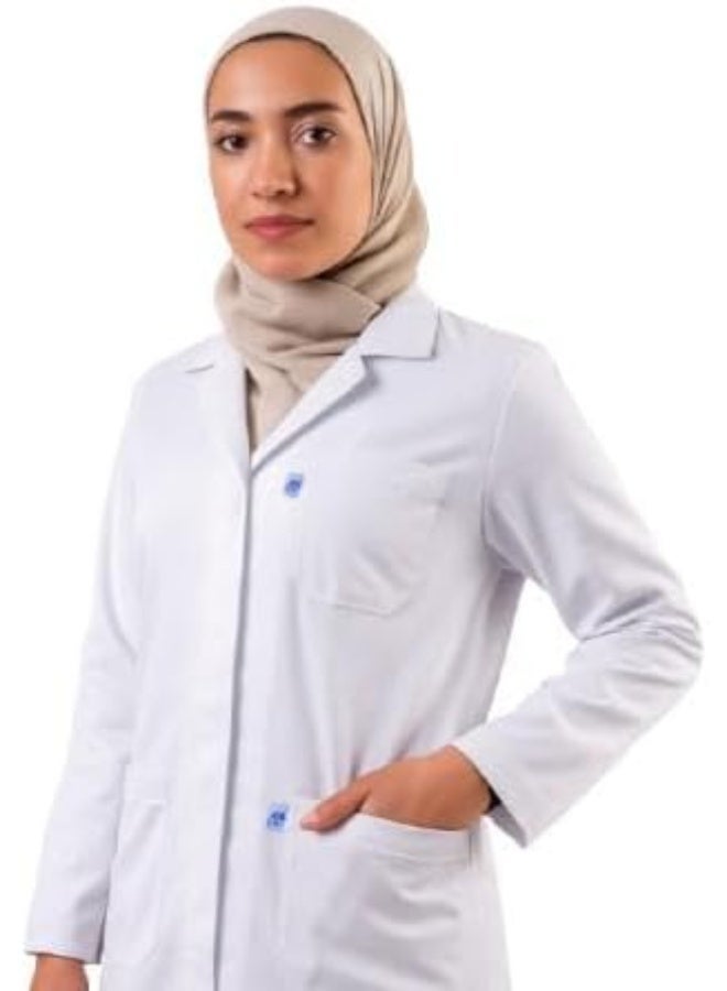 Premium Classic Women Lab Coat Tailored Fit Professional Workwear Long Sleeve Durable Design - Image 1