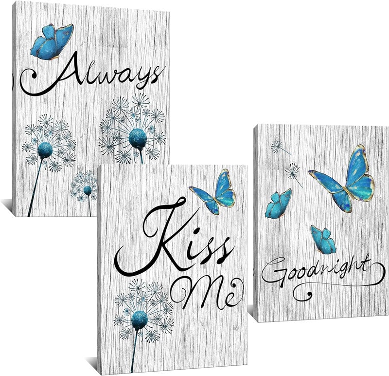 Kalormore Turquoise Butterfly and Dandelion Canvas Wall Art - Image 1