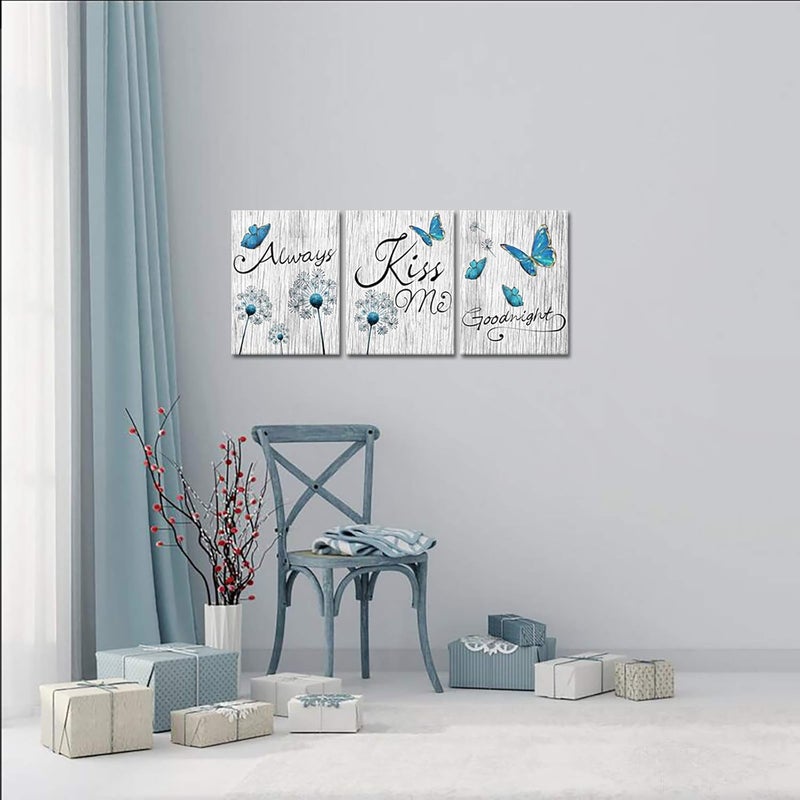 Kalormore Turquoise Butterfly and Dandelion Canvas Wall Art - Image 3