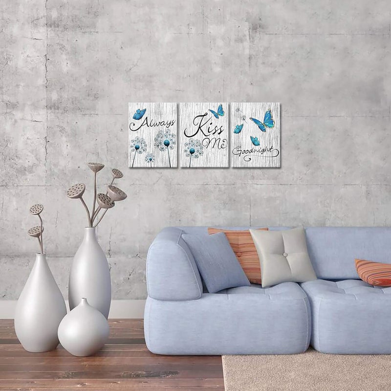 Kalormore Turquoise Butterfly and Dandelion Canvas Wall Art - Image 4