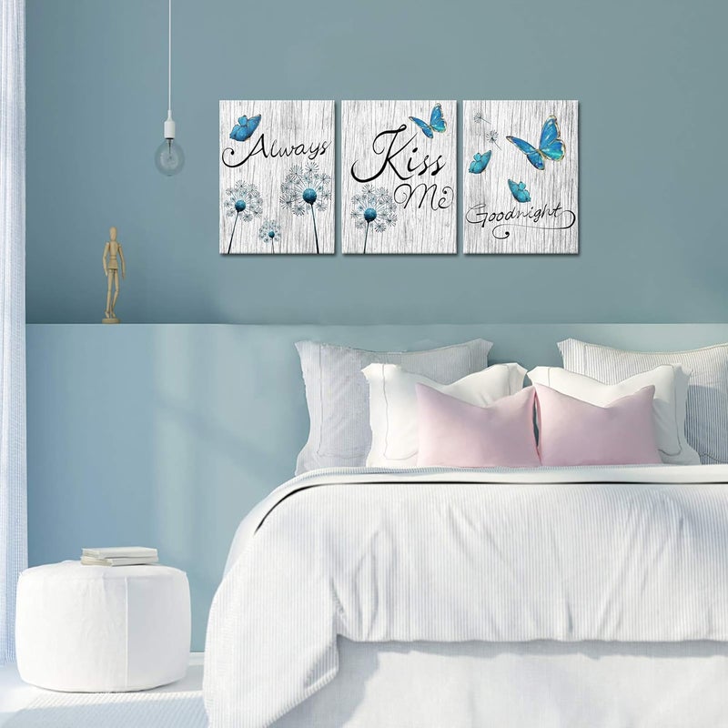 Kalormore Turquoise Butterfly and Dandelion Canvas Wall Art - Image 2