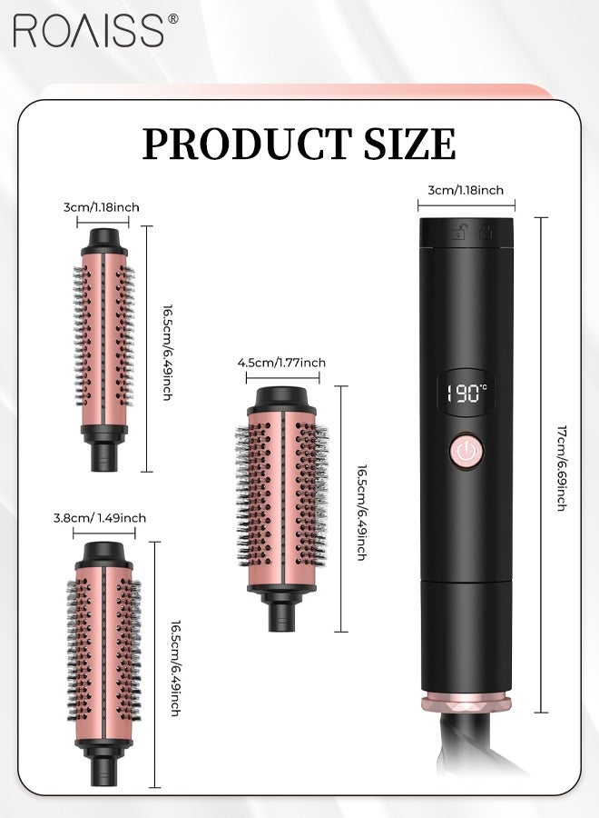 roaiss 3-in-1 Replaceable Thermal Hot Curl Brush, LCD Intelligent Temperature Control, Detachable Power Cord, Fast Heating Barrel Hair Curling Wand for Medium Long Hair - Image 3