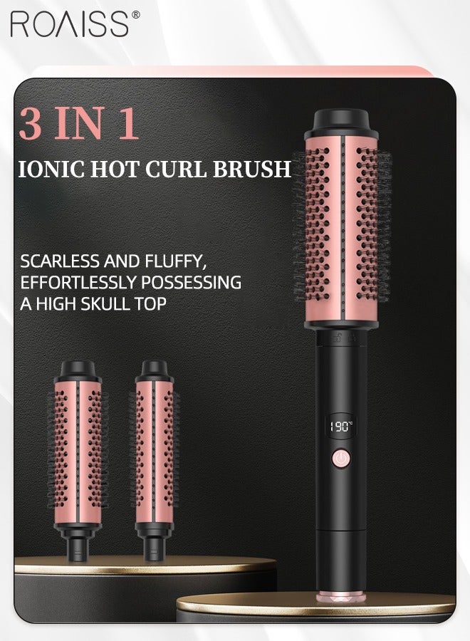 roaiss 3-in-1 Replaceable Thermal Hot Curl Brush, LCD Intelligent Temperature Control, Detachable Power Cord, Fast Heating Barrel Hair Curling Wand for Medium Long Hair - Image 4