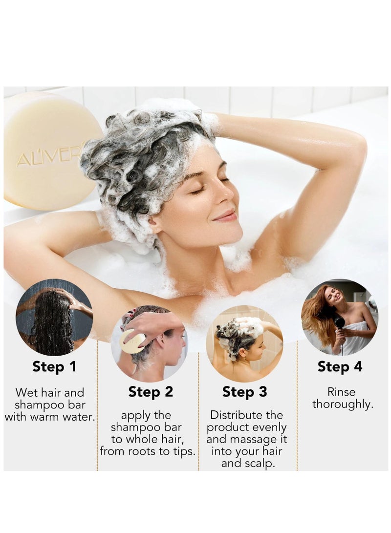 ALIVER Rice Water Protein Shampoo Bar Rice Water Solid Shampoo Bar for Hair Growth Rice Water protein Shampoo Bar for Strengthening Weak or Damaged Hair Thinning Hair & Hair Loss Soap - Image 4