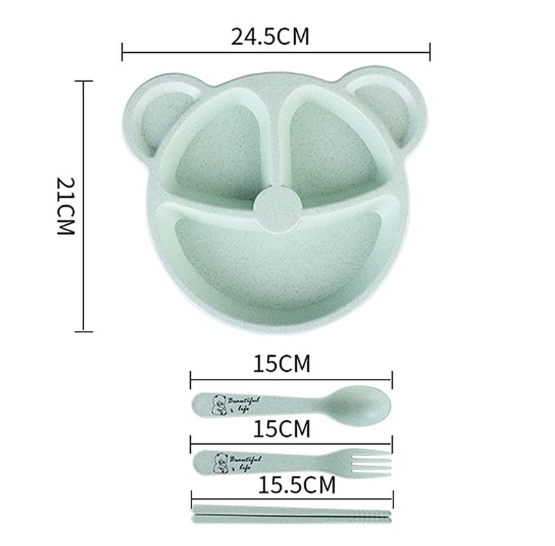 ATOOZED Baby Food Serving Plate | Kids Tableware Dinner Set with Dish, Spoon, Fork and Chopstick (Multicolor) - Image 2