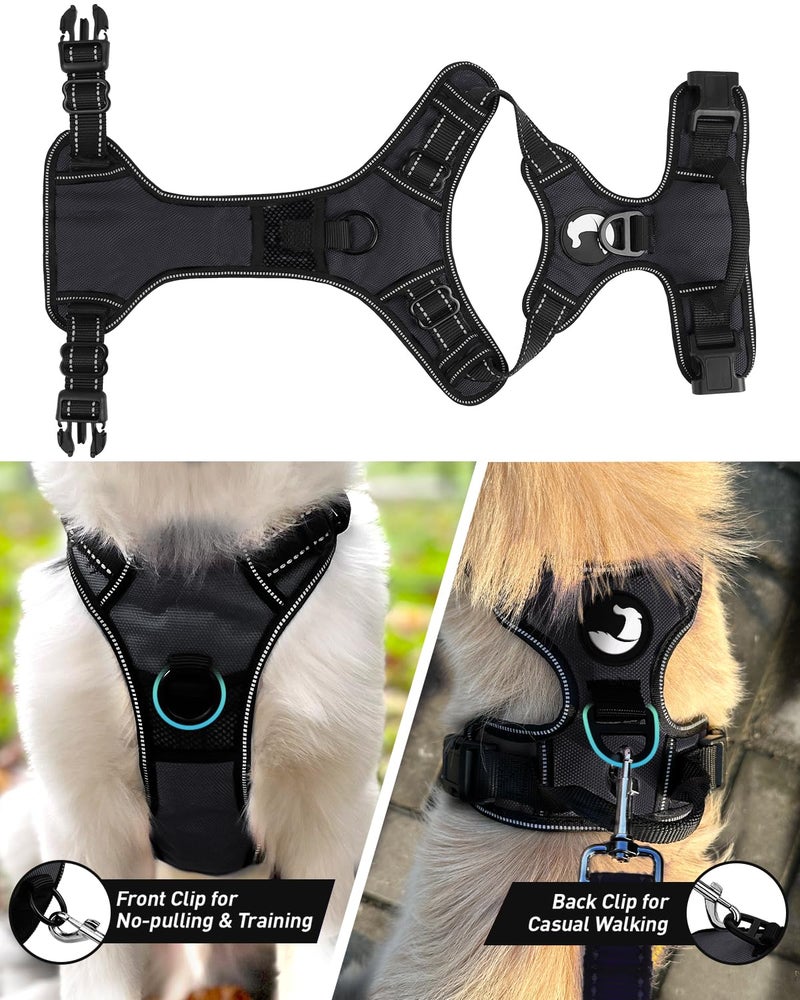 Joytale No Pull Dog Harness Medium Sized Dog, Reflective Pet Vest with Front Clip, Adjustable Soft Padded Harnesses with Easy Control Handle for Training and Walking, Black, M - Image 2