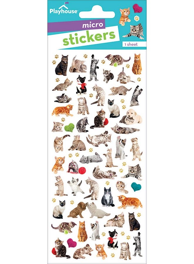 Playhouse Micro Mini Foil Accent Sticker Sheet For Crafts Trading & Collecting Pretty Kitties 1 Pack - Image 2