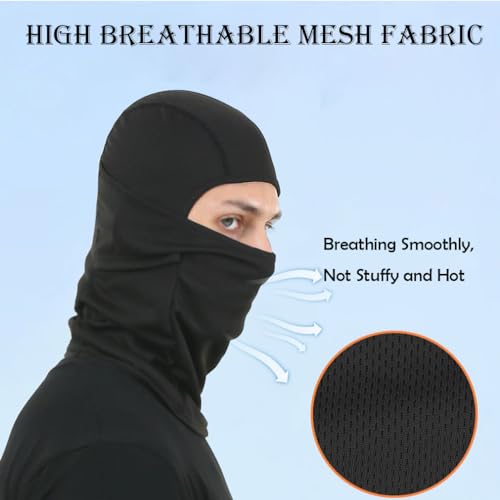AILONSHAWN Black Balaclava Ski Mask 3 Pieces Motorcycle Face Mask Shiesty Ski Mask for Men Women Summer Full Face Cover Sun Protection Football Snowboarding - Image 3
