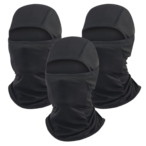 AILONSHAWN Black Balaclava Ski Mask 3 Pieces Motorcycle Face Mask Shiesty Ski Mask for Men Women Summer Full Face Cover Sun Protection Football Snowboarding - Image 1