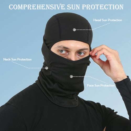 AILONSHAWN Black Balaclava Ski Mask 3 Pieces Motorcycle Face Mask Shiesty Ski Mask for Men Women Summer Full Face Cover Sun Protection Football Snowboarding - Image 4