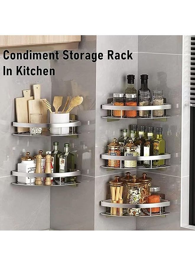 Arabest زاوية علبة الدش، أرفف دش زاوية الحمام، منظم حمام قابل للإزالة مكون من عبوتين، سلة تخزين الحمام لاصقة بدون حفر، رف سلة الحمام المثبت على الحائط (فضي) - Image 3