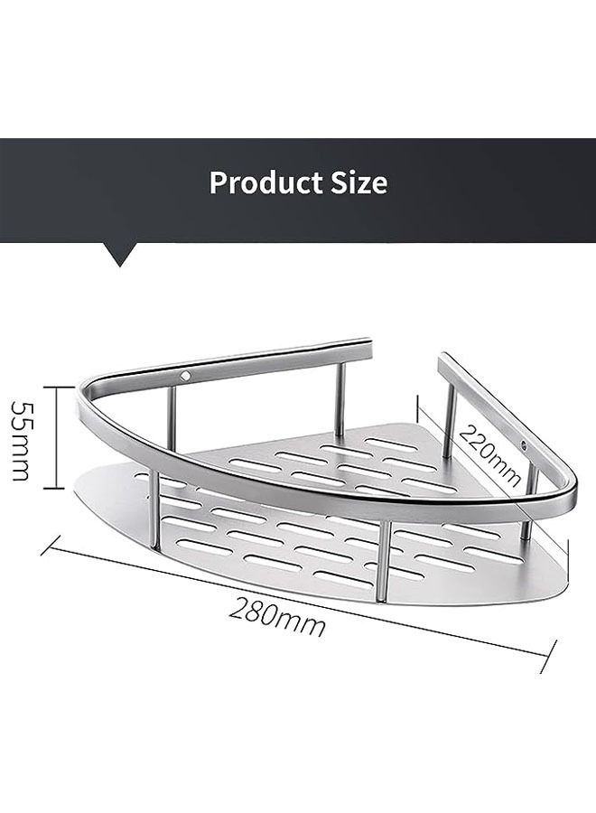Arabest زاوية علبة الدش، أرفف دش زاوية الحمام، منظم حمام قابل للإزالة مكون من عبوتين، سلة تخزين الحمام لاصقة بدون حفر، رف سلة الحمام المثبت على الحائط (فضي) - Image 2