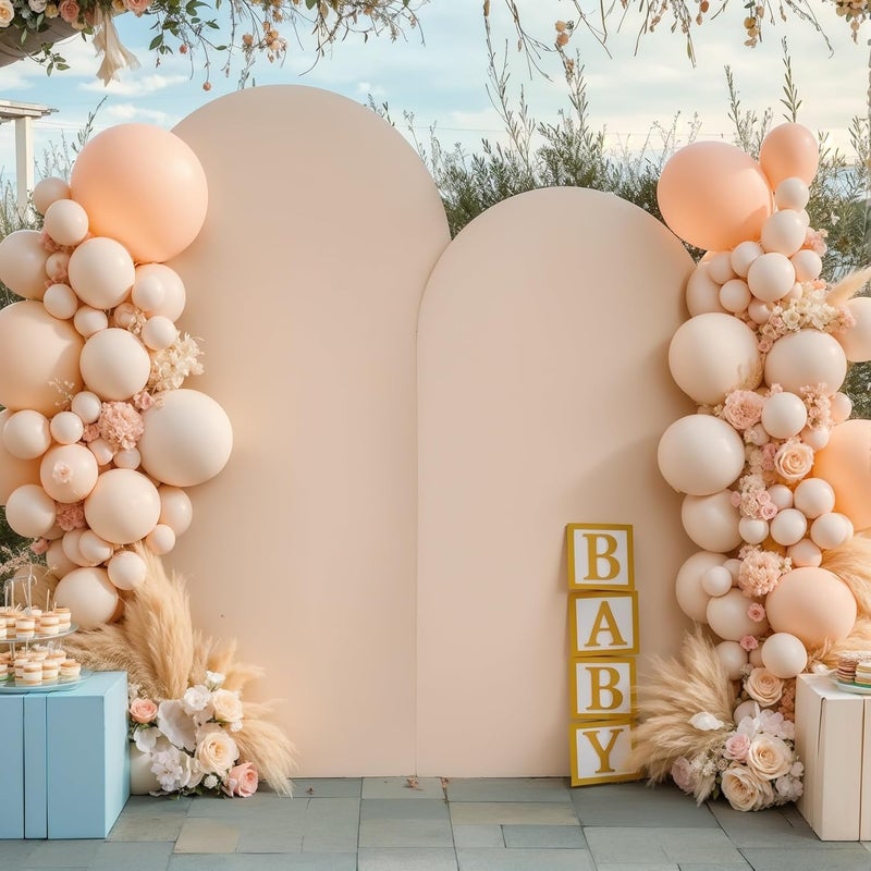Suppromo Nude Arch Covers Set of 2-7.2 and 6ft Nude Arch Backdrop Cover Spandex Wedding Balloon Arch Stand Covers for Baby Shower Birthday Party Bridal Shower Photo Arch Covers Stretchy Backdrop - Image 1